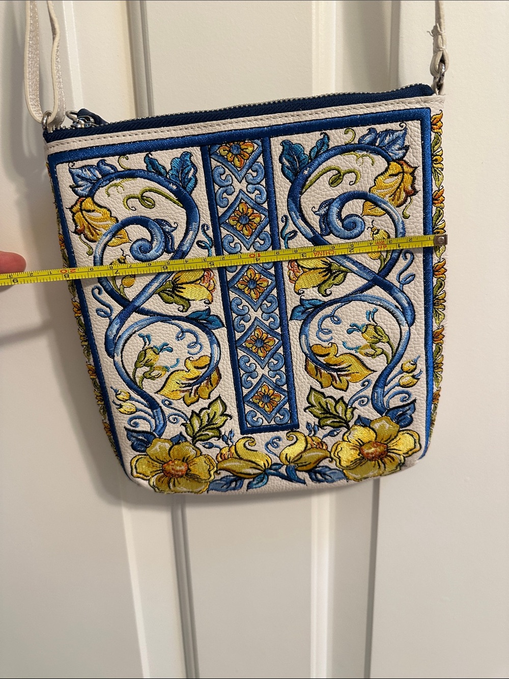 Brighton Embroidered Blue & Yellow Floral Crossbody Bag - Women's Shoulder Bag